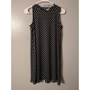 Nik and Nash Dress Small Black White Polka Dot Ruffle Neck Sleeveless Stretch...